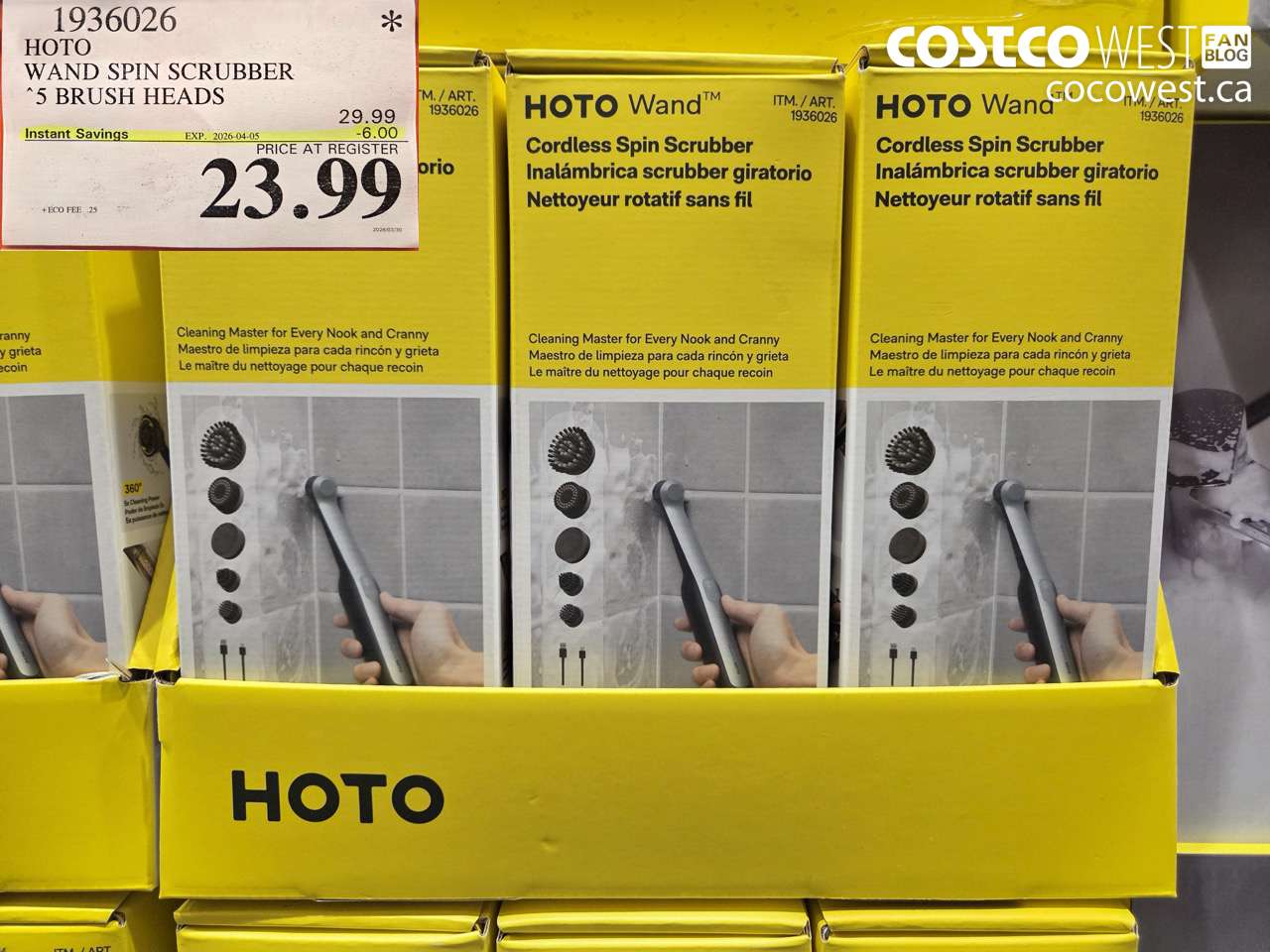 1936026 HOTO WAND SPIN SCRUBBER 5 BRUSH HEADS ($6.00 INSTANT SAVINGS EXPIRES ON 2026-04-05) $23.99