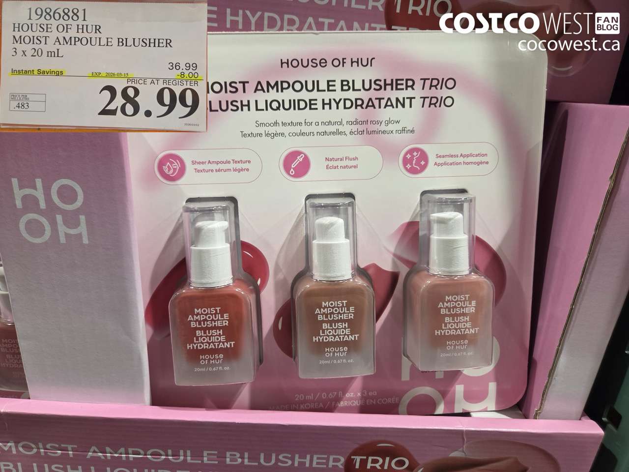 19868881 HOUSE OF HUR MOIST AMPOULE BLUSHER 3 X 20 ML ($8.00 INSTANT SAVINGS EXPIRES ON 2026-03-15) $28.99