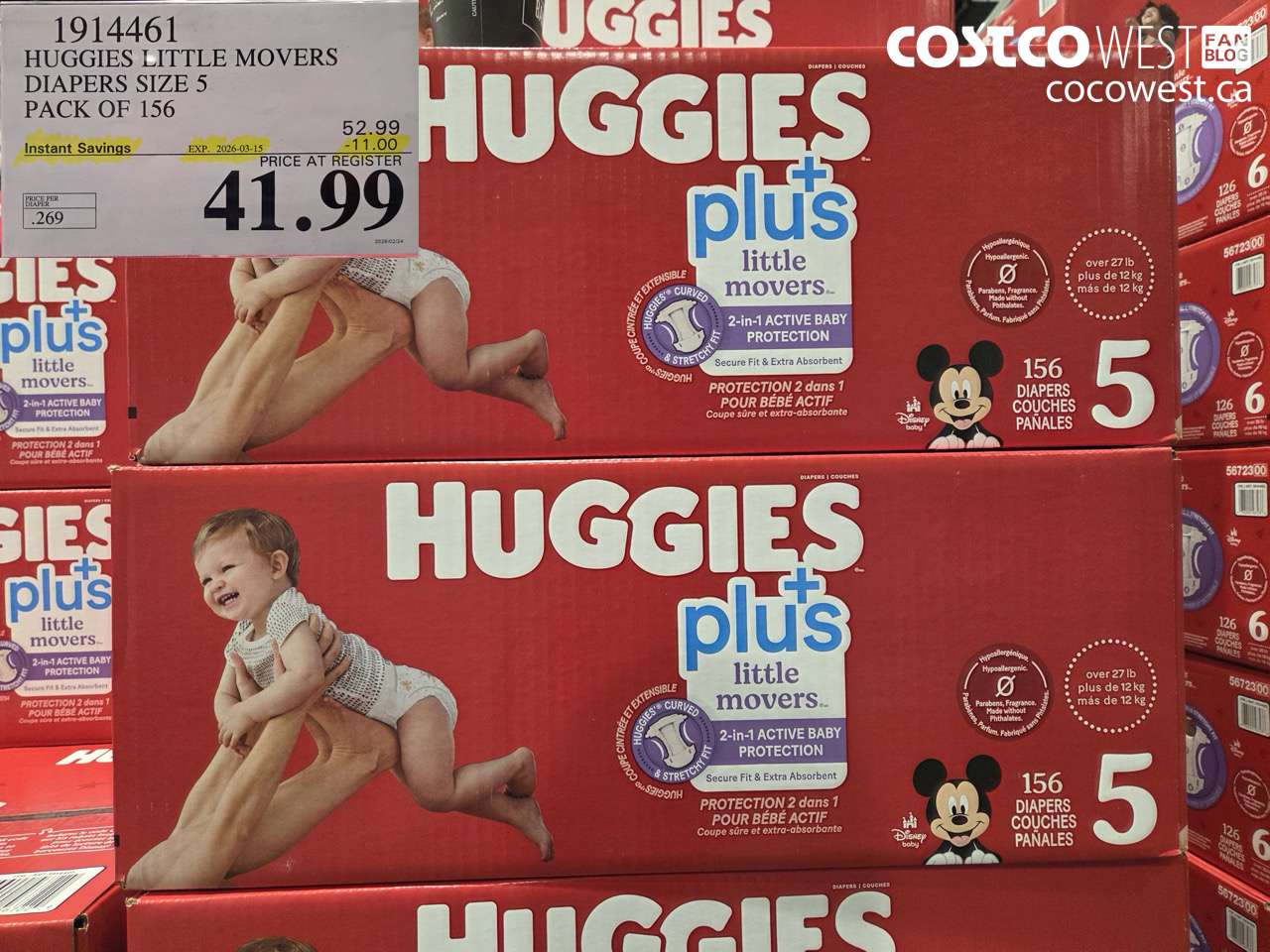 1914461 HUGGIES LITTLE MOVERS DIAPERS SIZE 5 PACK OF 156 ($11.00 INSTANT SAVINGS EXPIRES ON 2026-03-15) $41.99