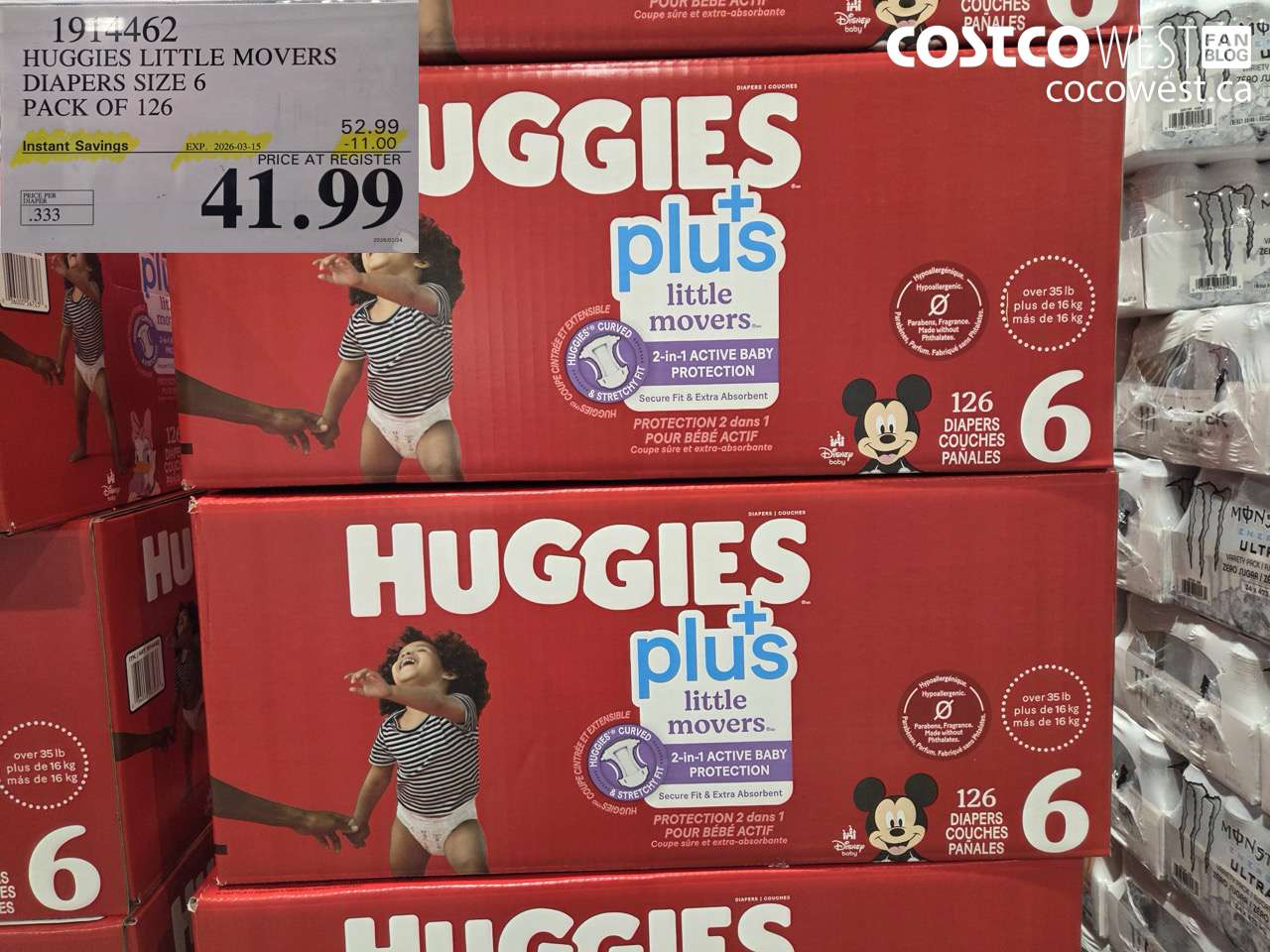 1914462 HUGGIES LITTLE MOVERS DIAPERS SIZE 6 PACK OF 126 ($11.00 INSTANT SAVINGS EXPIRES ON 2026-03-15) $41.99