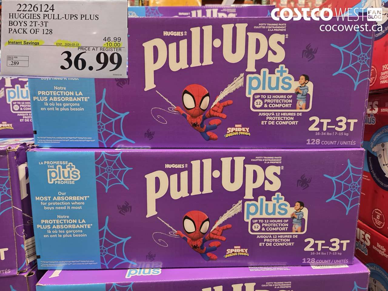 2226124 HUGGIES PULL-UPS PLUS BOYS 2T-3T PACK OF 128 ($10.00 INSTANT SAVINGS EXPIRES ON 2026-03-15) $36.99