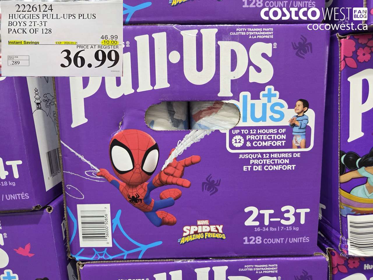 2226124 HUGGIES PULL-UPS PLUS BOYS 2T-3T PACK OF 128 ($10.00 INSTANT SAVINGS EXPIRES ON 2026-03-15) $36.99