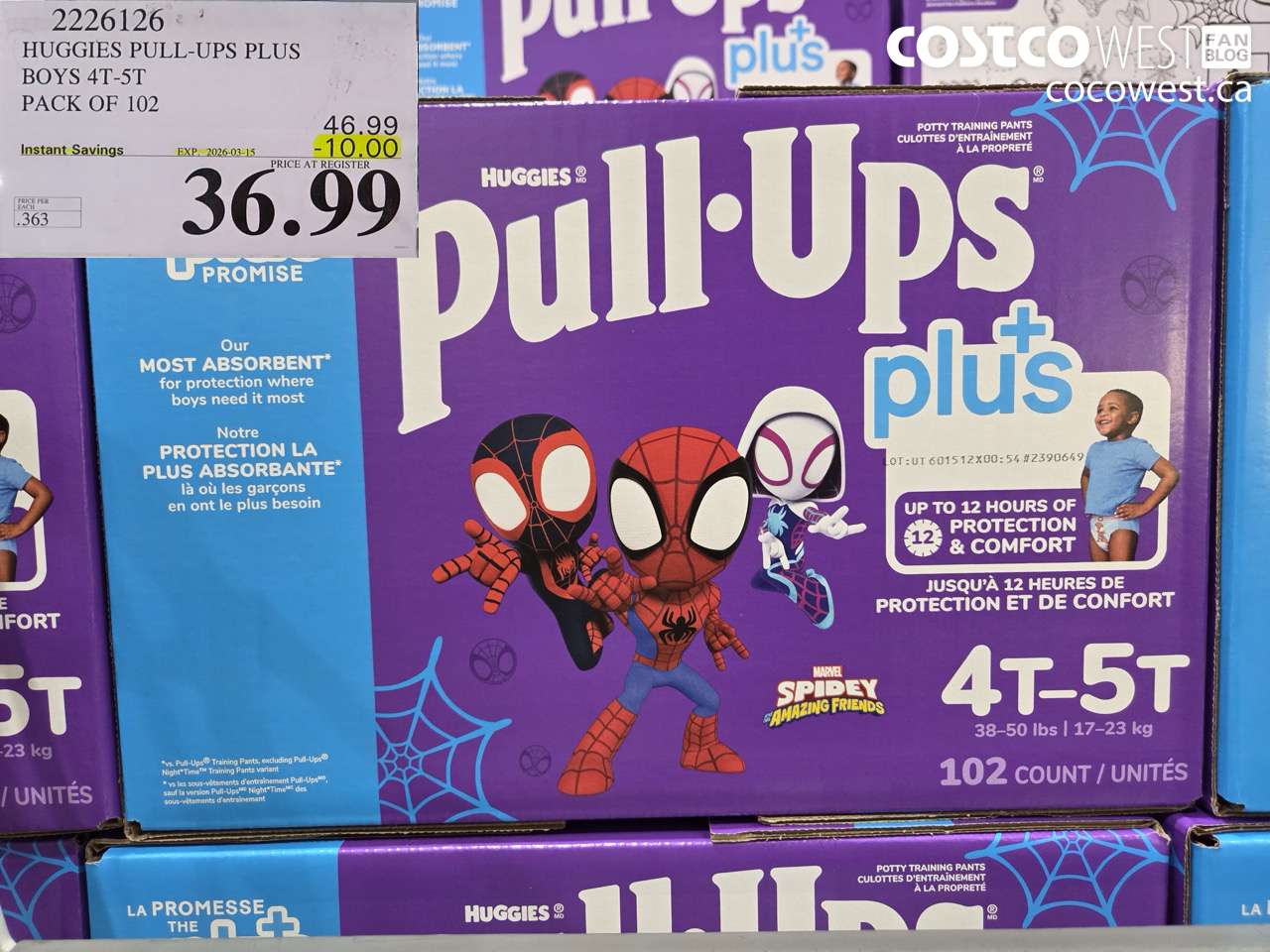 2226126 HUGGIES PULL-UPS PLUS BOYS 4T-5T PACK OF 102 ($10.00 INSTANT SAVINGS EXPIRES ON 2026-03-15) $36.99