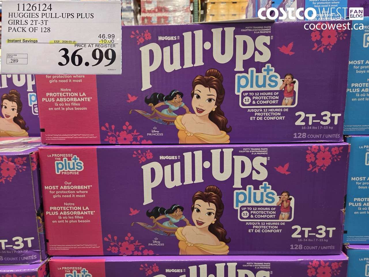 1126124 HUGGIES PULL-UPS PLUS GIRLS 2T-3T PACK OF 128 ($10.00 INSTANT SAVINGS EXPIRES ON 2026-03-15) $36.99