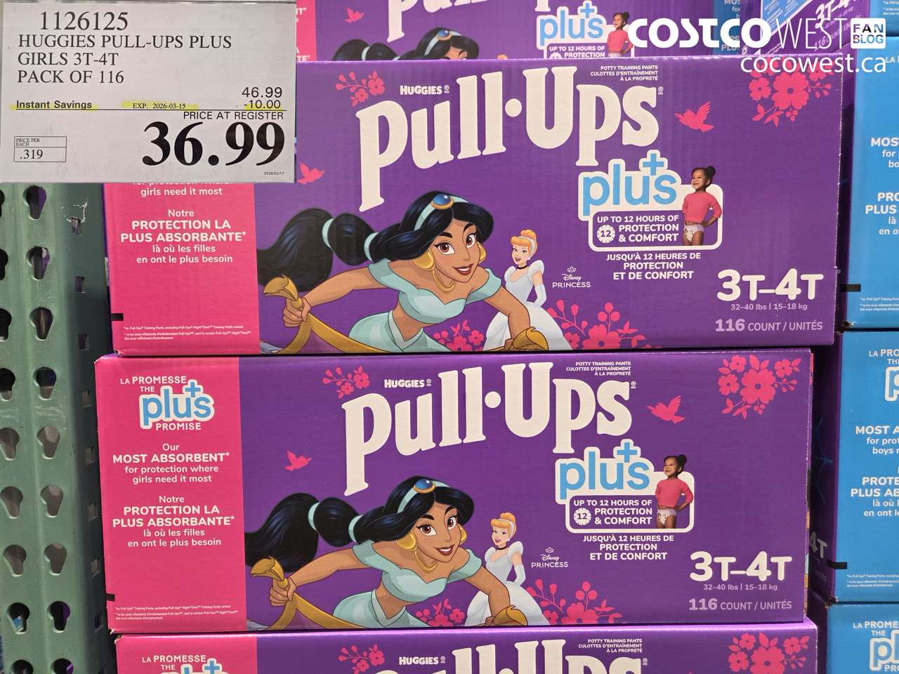 1126125 HUGGIES PULL-UPS PLUS GIRLS 3T-4T PACK OF 116 ($10.00 INSTANT SAVINGS EXPIRES ON 2026-03-15) $36.99