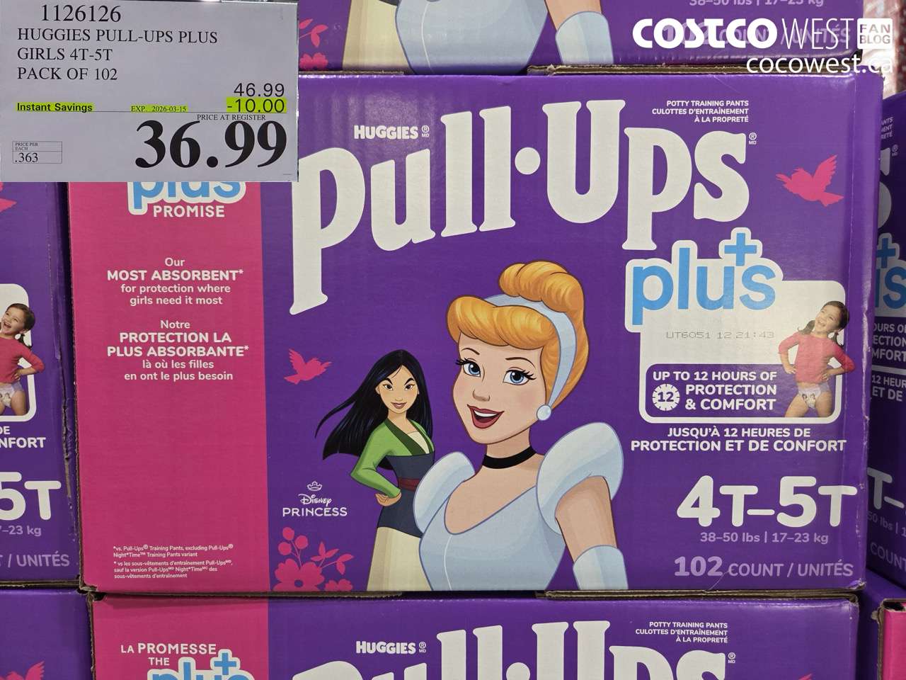 1126126 HUGGIES PULL-UPS PLUS GIRLS 4T-5T PACK OF 102 ($10.00 INSTANT SAVINGS EXPIRES ON 2026-03-15) $36.99