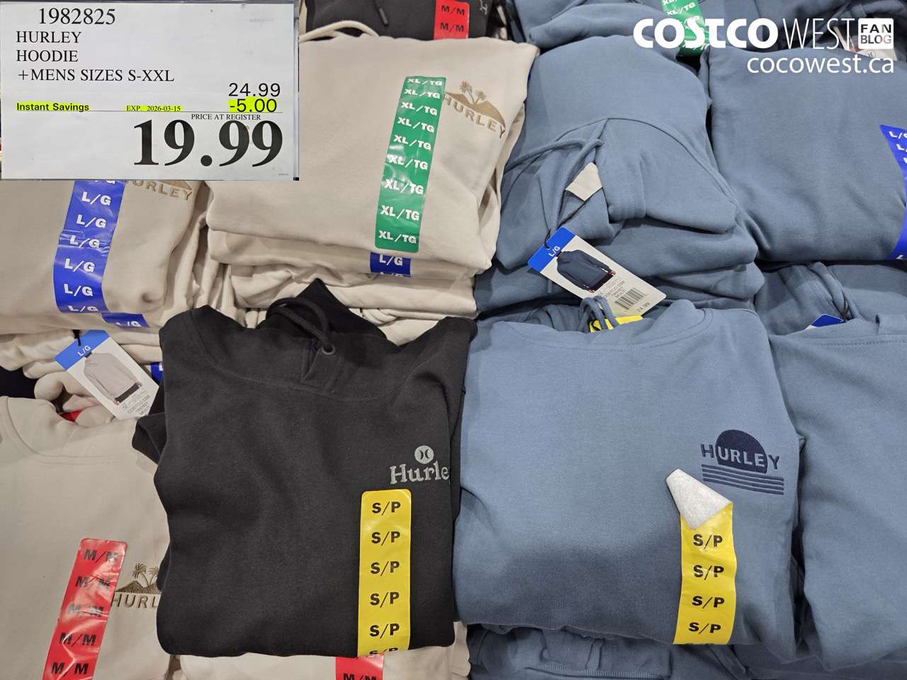 1982825 HURLEY HOODIE + MENS SIZES S-XXL ($5.00 INSTANT SAVINGS EXPIRES ON 2026-03-15) $19.99