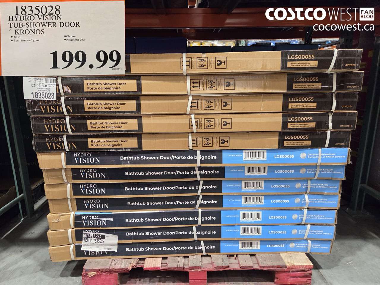 1835028 HYDRO VISION TUB-SHOWER DOOR KRONOS $199.99