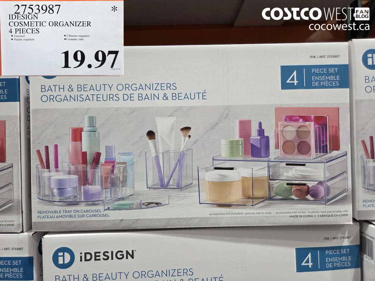 2753987 IDESIGN COSMETIC ORGANIZER 4 PIECES $19.97