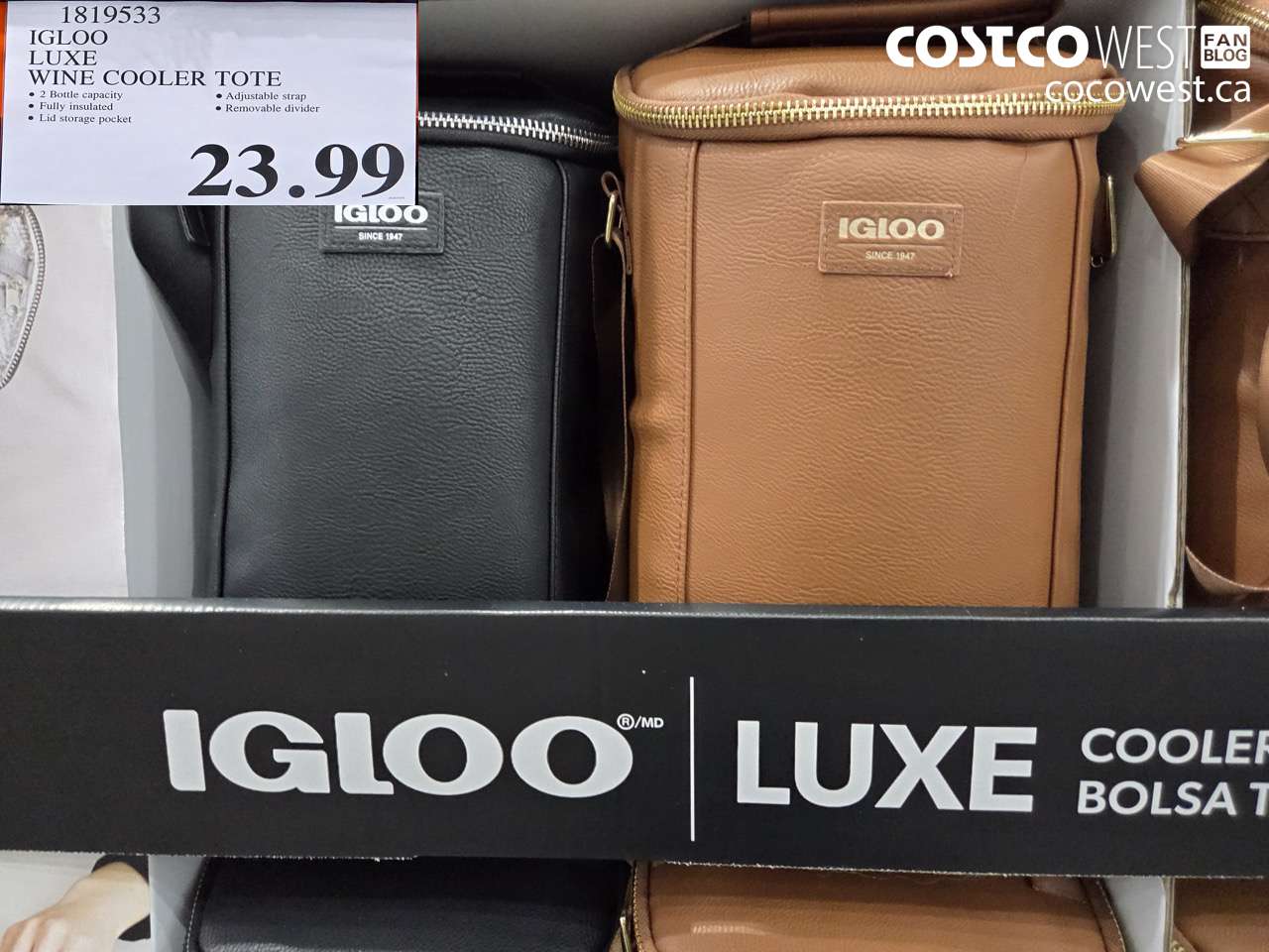 1819533 IGLOO LUXE WINE COOLER TOTE $23.99