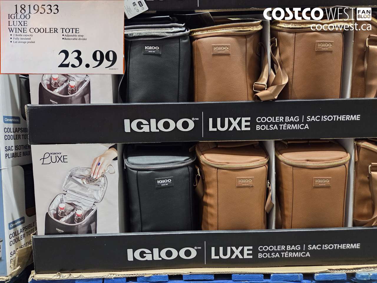 1819533 IGLOO LUXE WINE COOLER TOTE $23.99