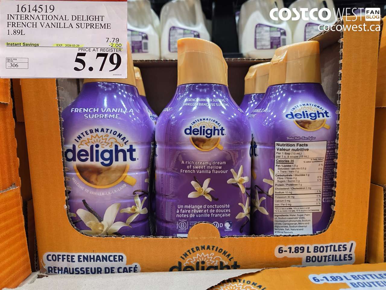 16145119 INTERNATIONAL DELIGHT FRENCH VANILLA SUPREME 1.89L ($2.00 INSTANT SAVINGS EXPIRES ON 2026-03-29) $5.79