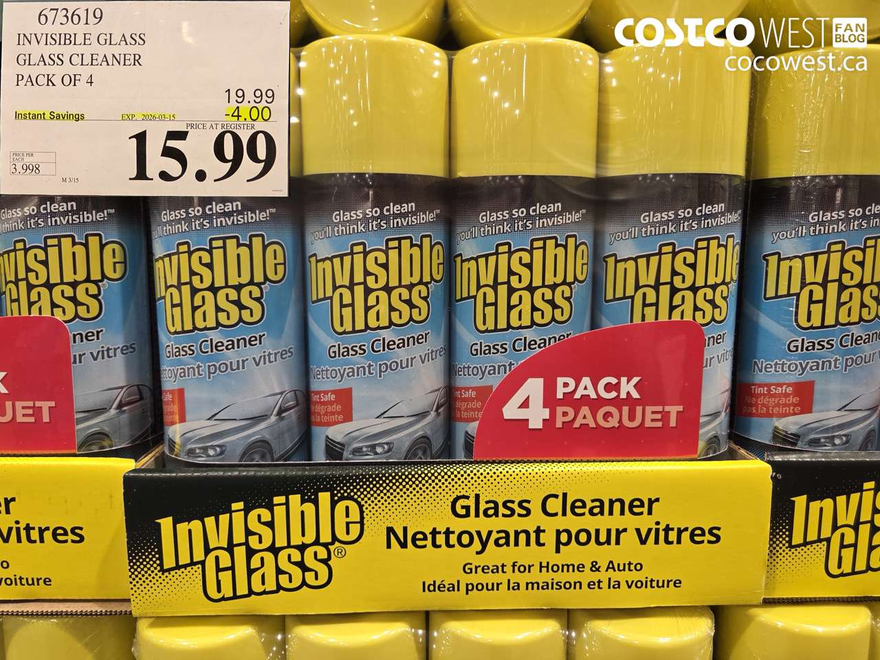 673619 INVISIBLE GLASS GLASS CLEANER PACK OF 4 ($4.00 INSTANT SAVINGS EXPIRES ON 2026-03-15) $15.99
