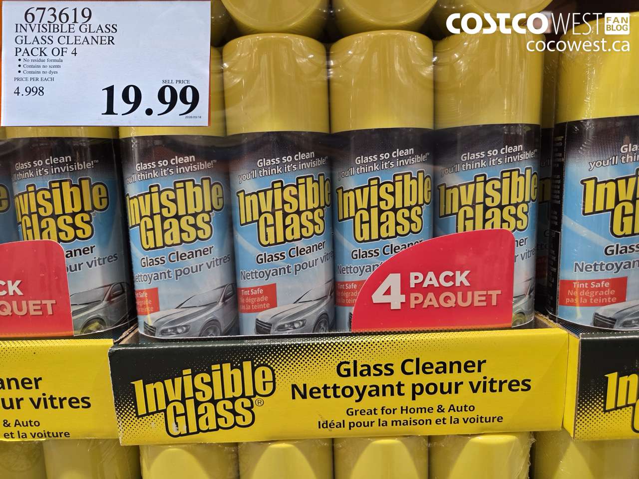 673619 INVISIBLE GLASS GLASS CLEANER PACK OF 4 $19.99