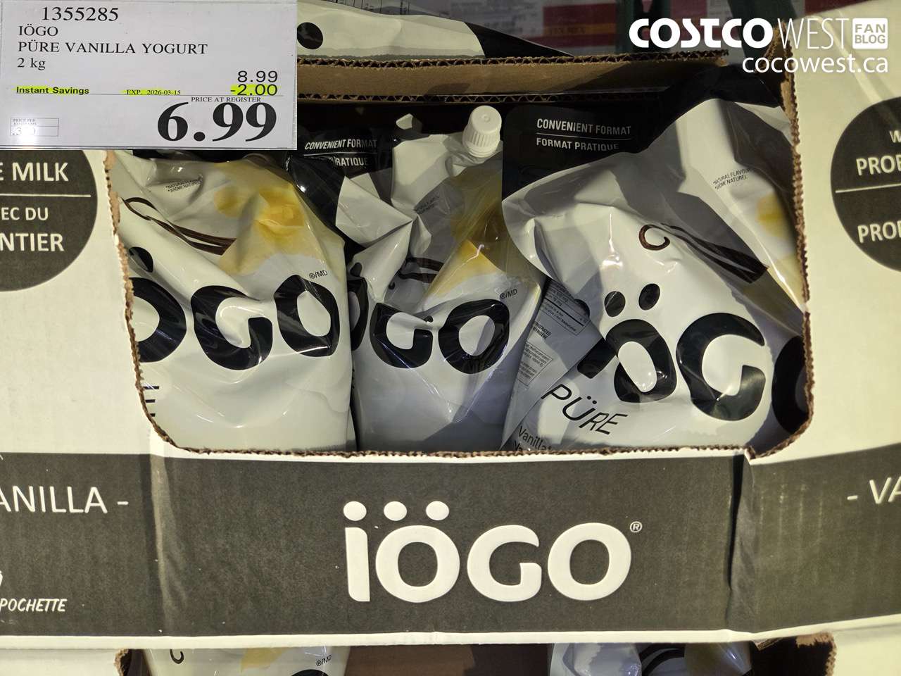 1355285 IOGO PURE VANILLA YOGURT 2KG ($2.00 INSTANT SAVINGS EXPIRES ON 2026-03-15) $6.99