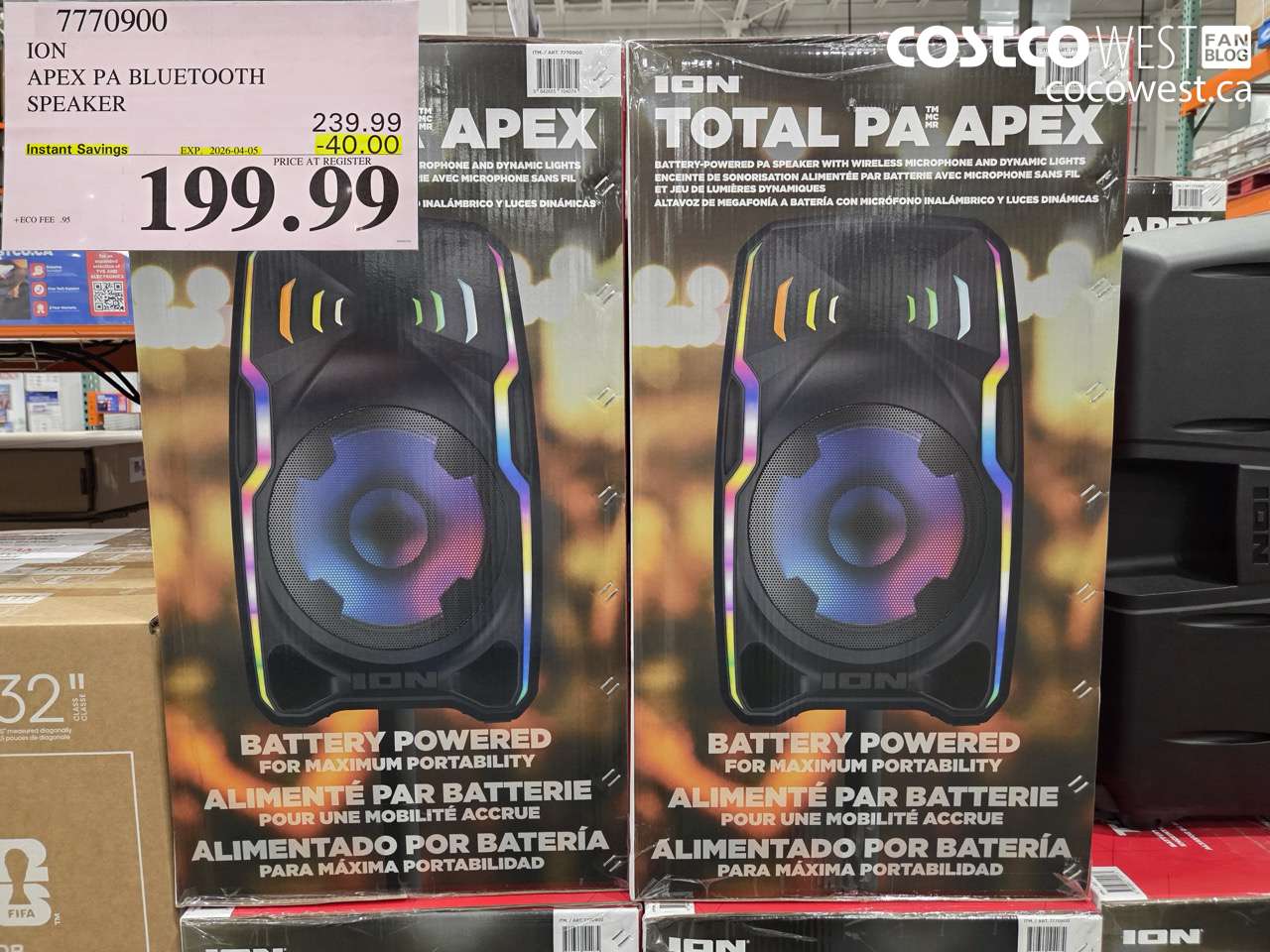 7770900 ION APEX PA BLUETOOTH SPEAKER ($40.00 INSTANT SAVINGS EXPIRES ON 2026-04-05) $199.99