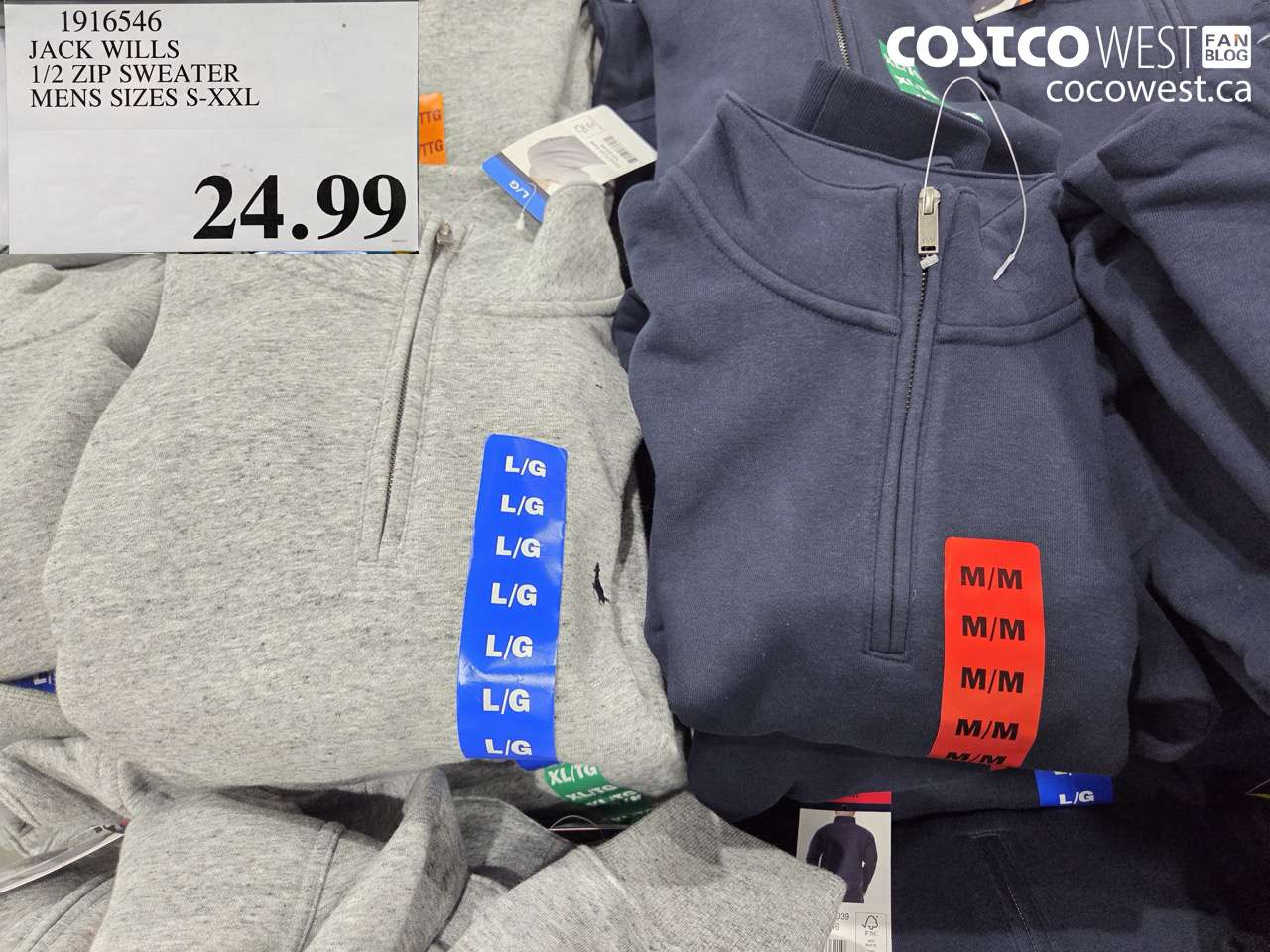 1916546 JACK WILLS 1/2 ZIP SWEATER MENS SIZES S-XXL $24.99