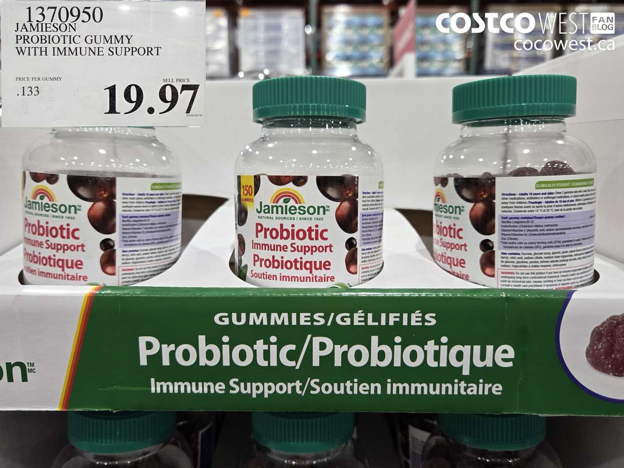 1370950 JAMIESON PROBIOTIC GUMMY WITH IMMUNE SUPPORT $19.97