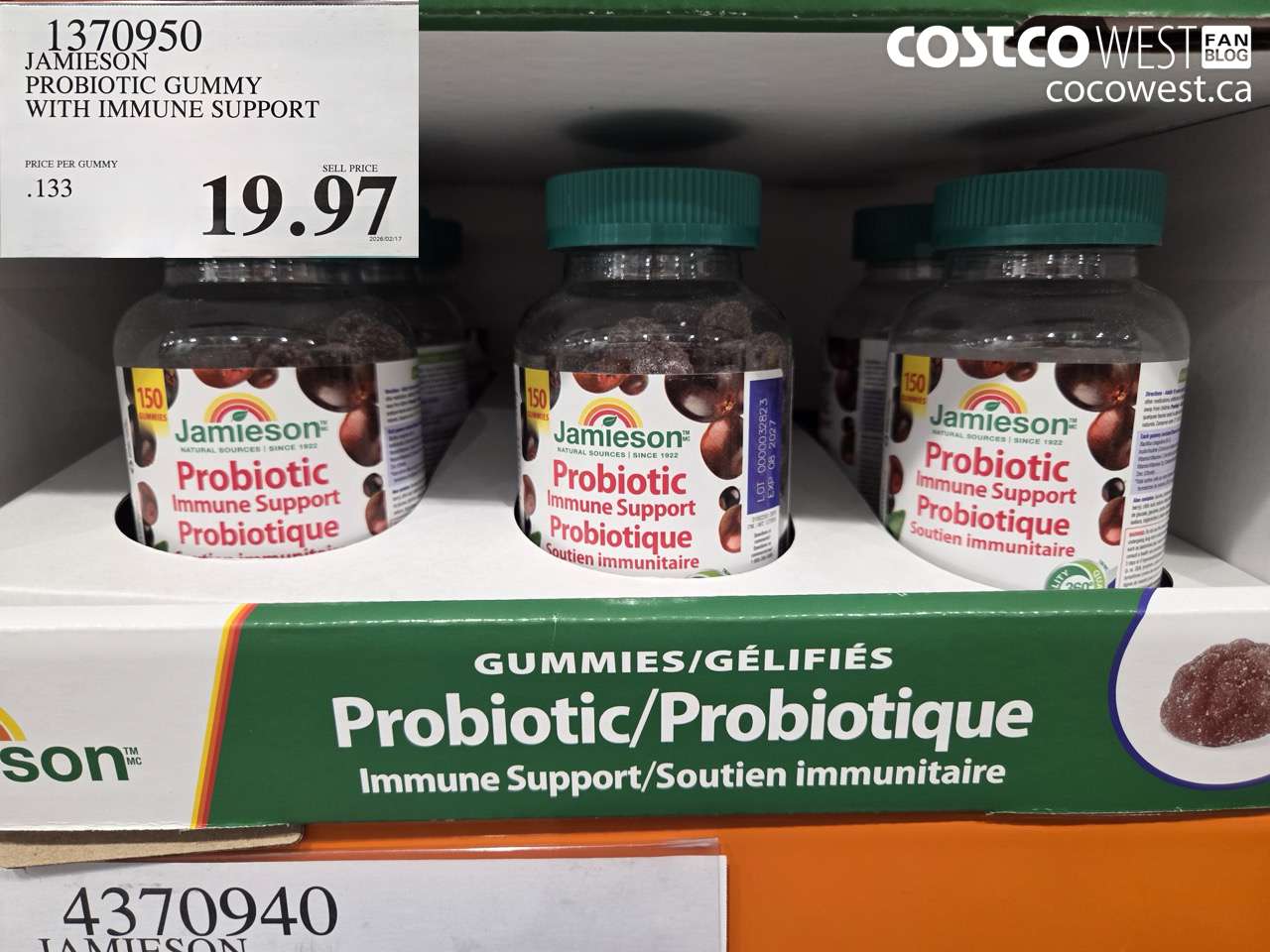 1370950 JAMIESON PROBIOTIC GUMMY WITH IMMUNE SUPPORT $19.97