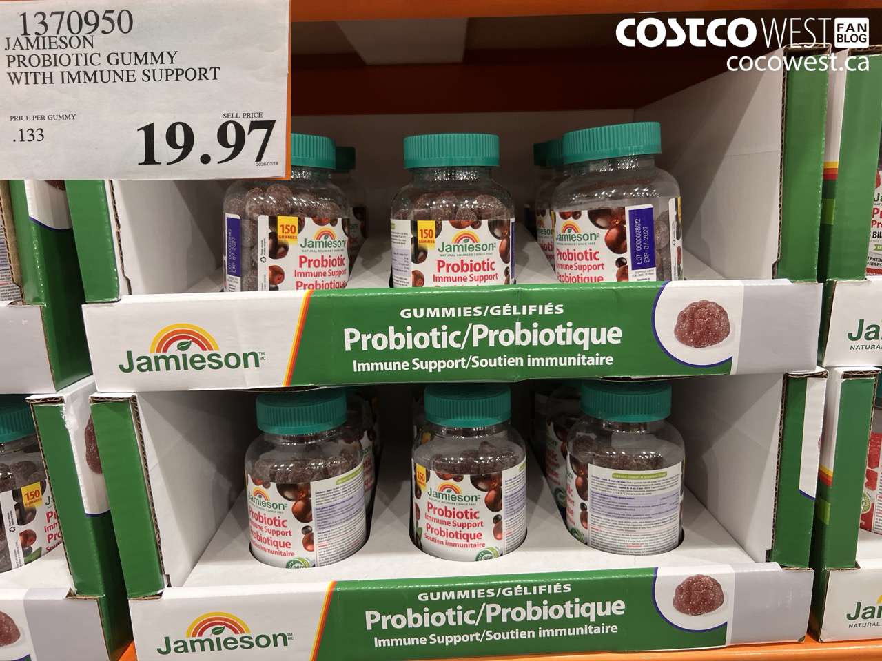1370950 JAMIESON PROBIOTIC GUMMY WITH IMMUNE SUPPORT $19.97