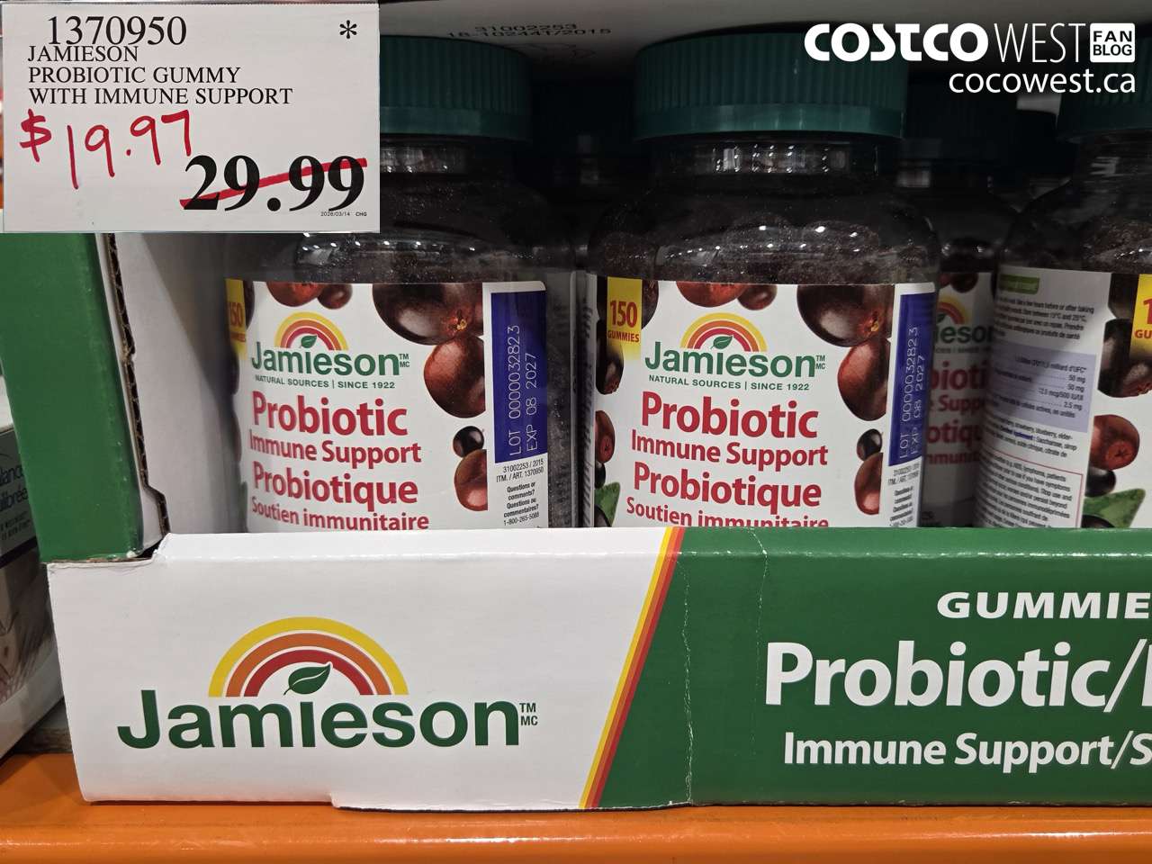 1370950 JAMIESON PROBIOTIC GUMMY WITH IMMUNE SUPPORT $19.97