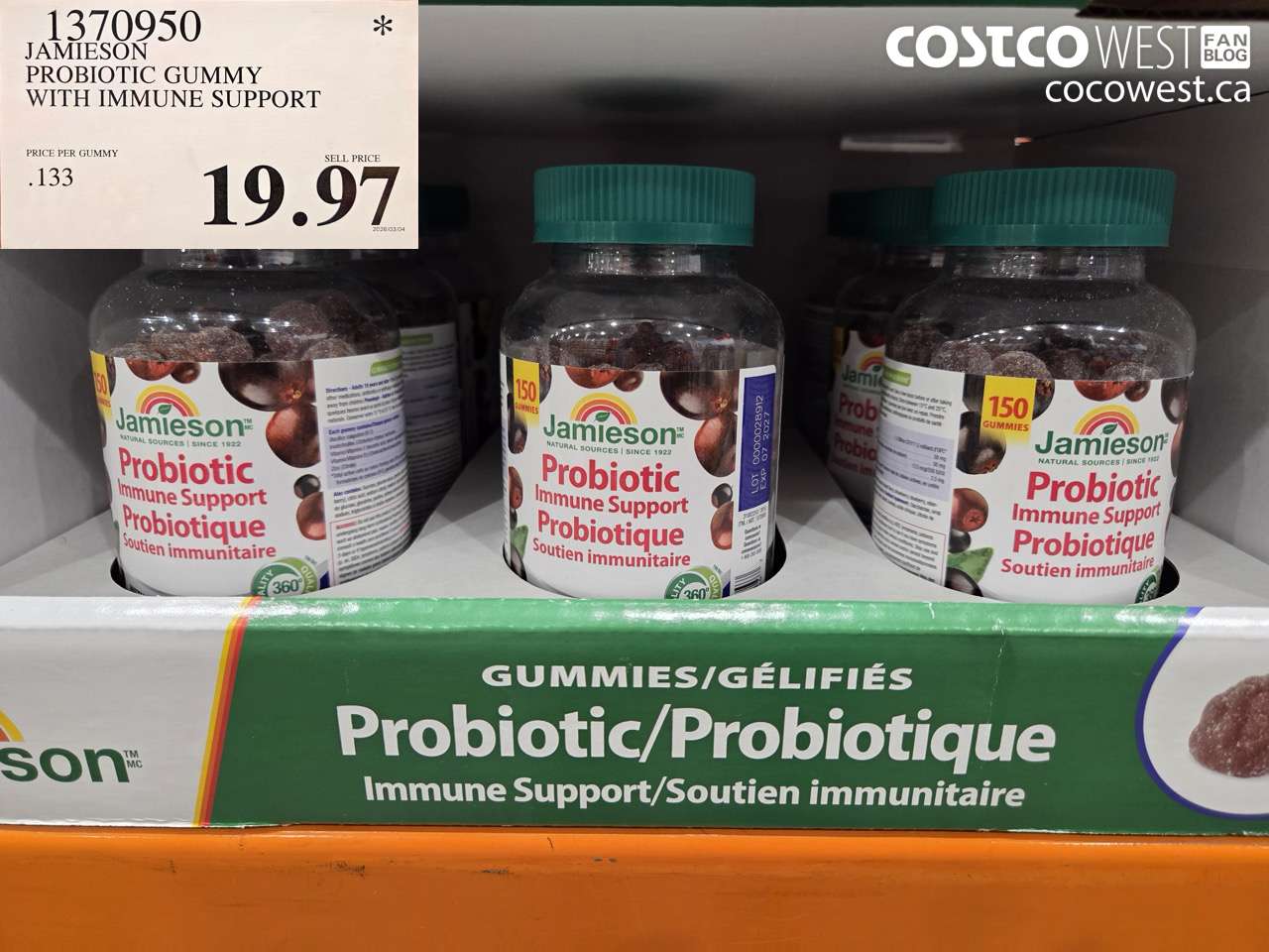 1370950 JAMIESON PROBIOTIC GUMMY WITH IMMUNE SUPPORT $19.97