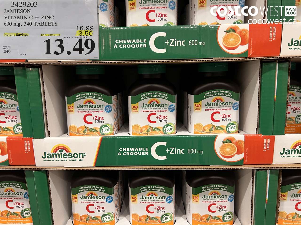 3429203 JAMIESON VITAMIN C + ZINC 600 MG, 340 TABLETS ($3.50 INSTANT SAVINGS EXPIRES ON 2026-04-12) $13.49