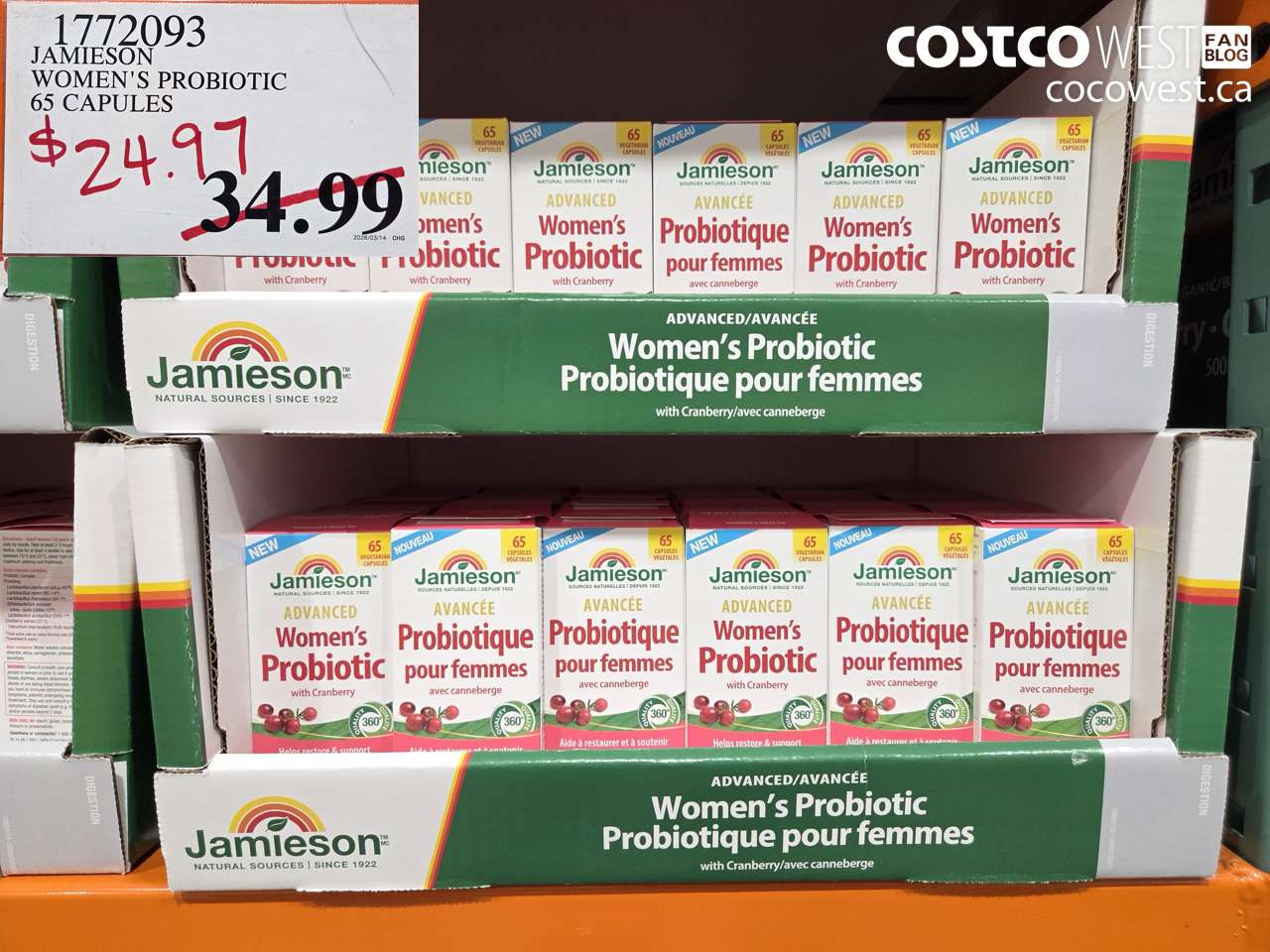 1772093 JAMIESON WOMEN'S PROBIOTIC 65 CAPSULES $24.97