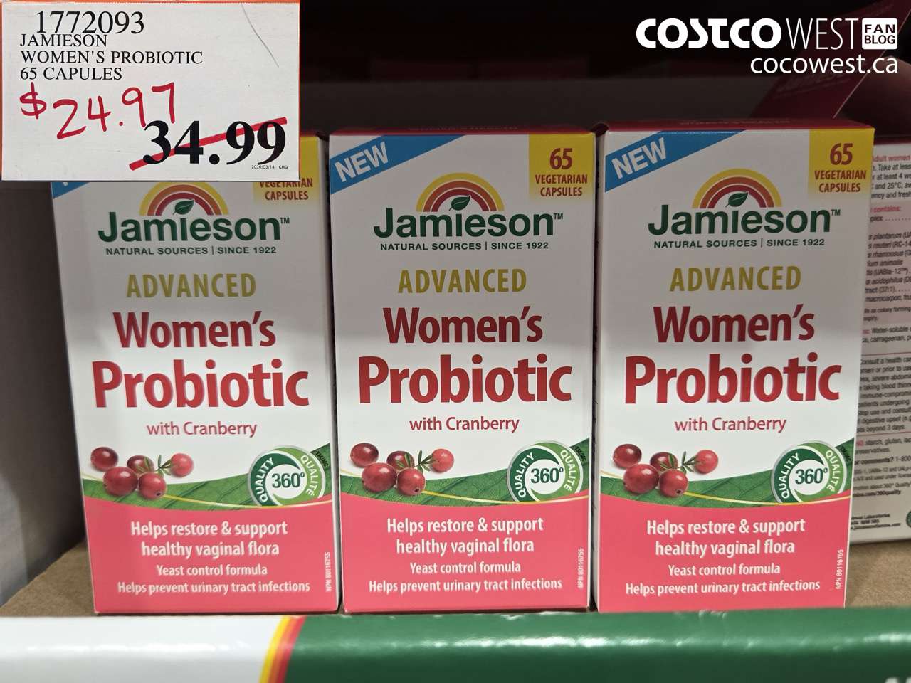 1772093 JAMIESON WOMEN'S PROBIOTIC 65 CAPULES $24.97