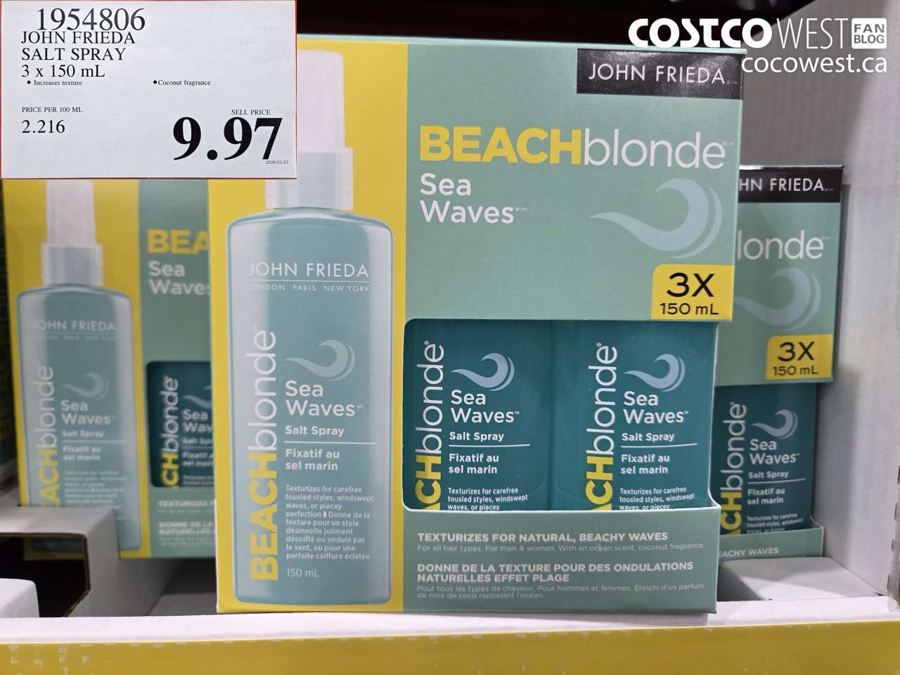 1954806 JOHN FRIEDA SALT SPRAY 3 X 150 ML $9.97