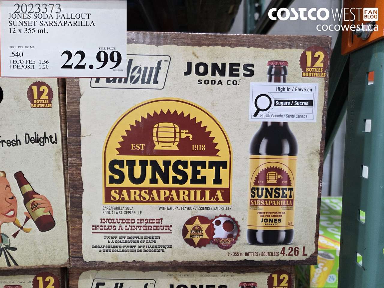 2023373 JONES SODA FALLOUT SUNSET SARSAPARILLA 12 X 355 ML $22.99