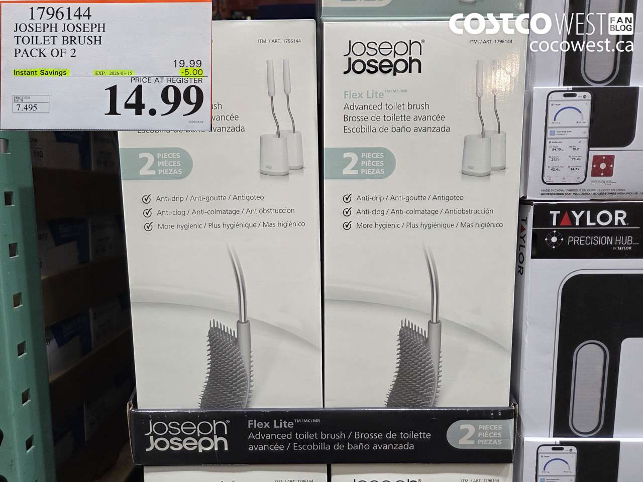 1796144 JOSEPH JOSEPH TOILET BRUSH PACK OF 2 ($5.00 INSTANT SAVINGS EXPIRES ON 2026-03-15) $14.99