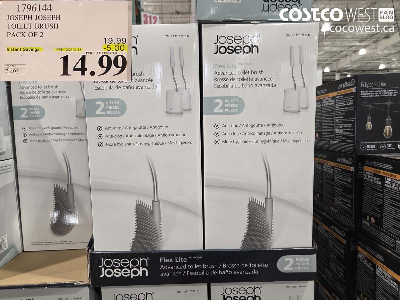 1796144 JOSEPH JOSEPH TOILET BRUSH PACK OF 2 ($5.00 INSTANT SAVINGS EXPIRES ON 2026-03-15) $14.99
