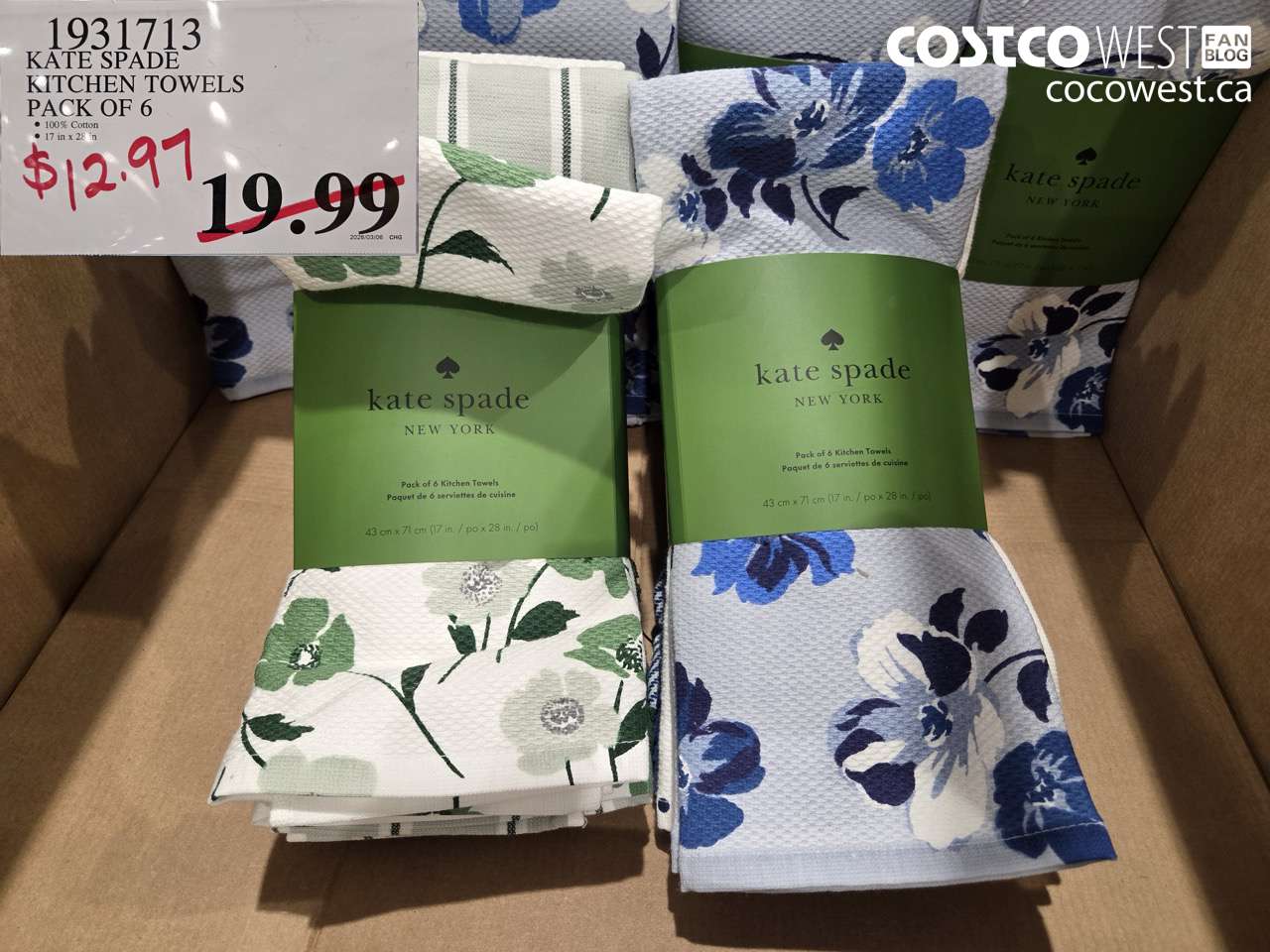 1931713 KATE SPADE KITCHEN TOWELS PACK OF 6 $12.97