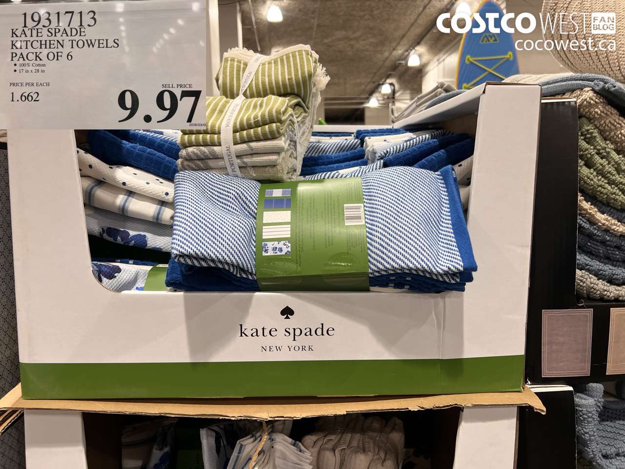 1931713 KATE SPADE KITCHEN TOWELS PACK OF 6 $9.97