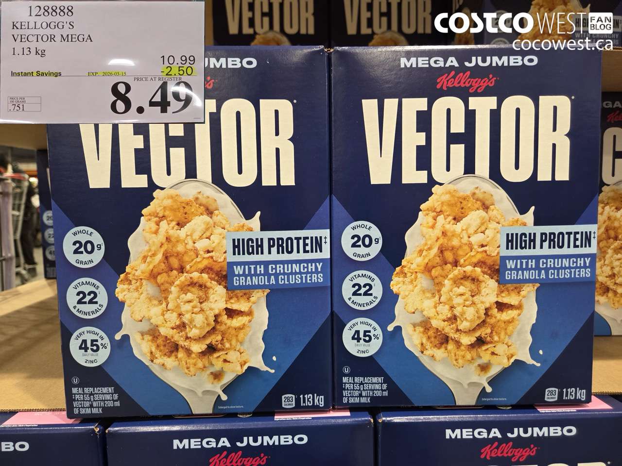 12888 KELLOGG'S VECTOR MEGA 1.13 KG ($2.50 INSTANT SAVINGS EXPIRES ON 2026-03-15) $8.49