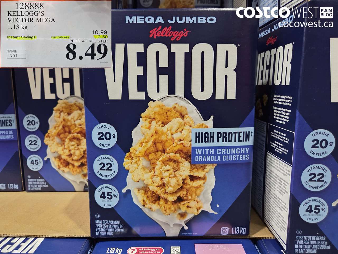 128888 KELLOGG'S VECTOR MEGA 1.13 KG ($2.50 INSTANT SAVINGS EXPIRES ON 2026-03-15) $8.49