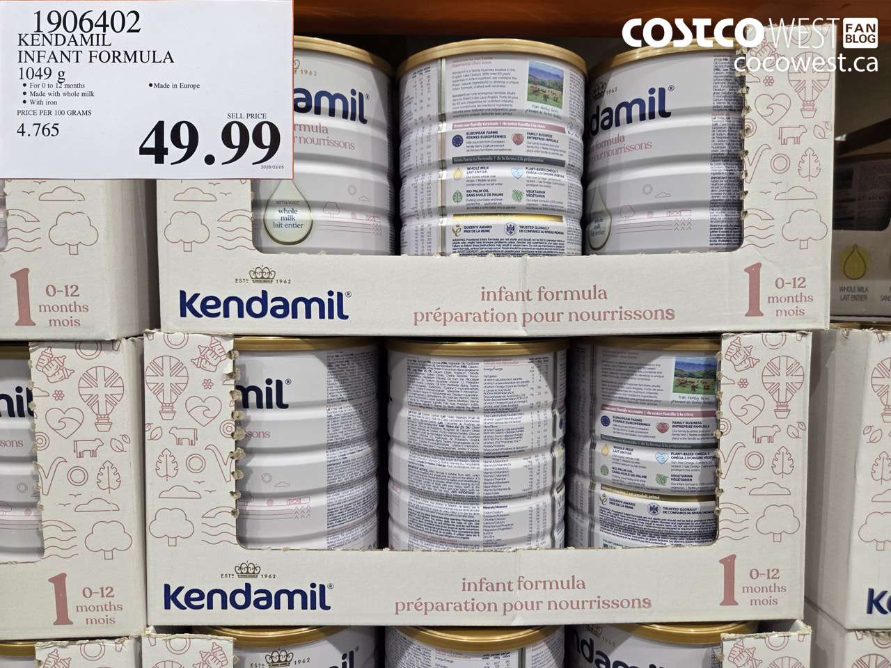 1906402 KENDAMIL INFANT FORMULA 1049 G $49.99