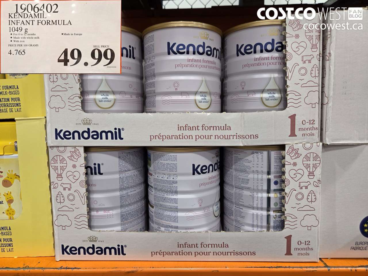 1906402 KENDAMIL INFANT FORMULA 1049 G $49.99