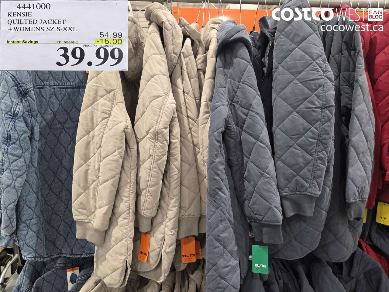 4441000 KENSIE QUILTED JACKET + WOMENS SZ S-XXL ($15.00 INSTANT SAVINGS EXPIRES ON 2026-03-15) $39.99