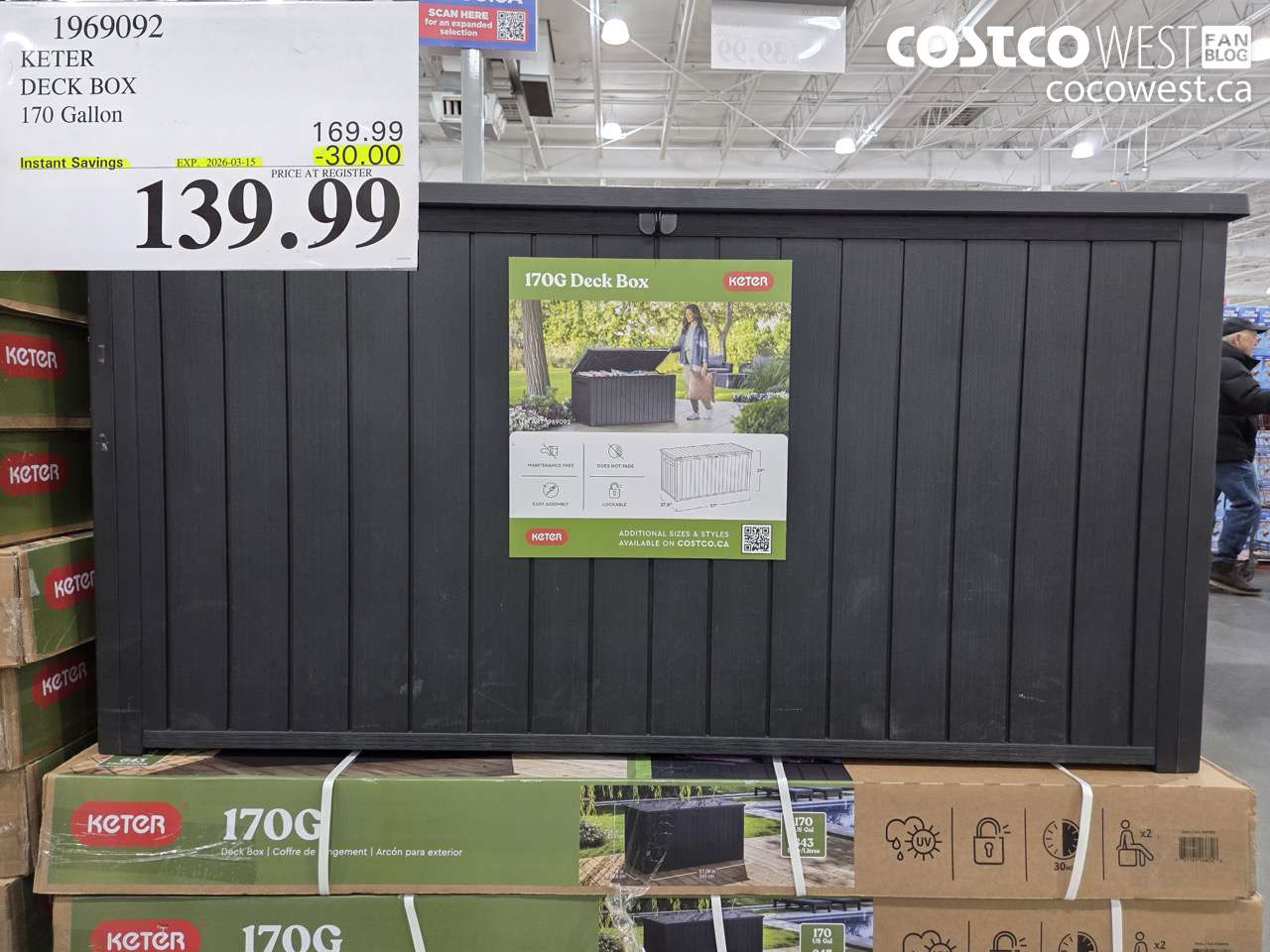 1969092 KETER DECK BOX 170 GALLON ($30.00 INSTANT SAVINGS EXPIRES ON 2026-03-15) $139.99