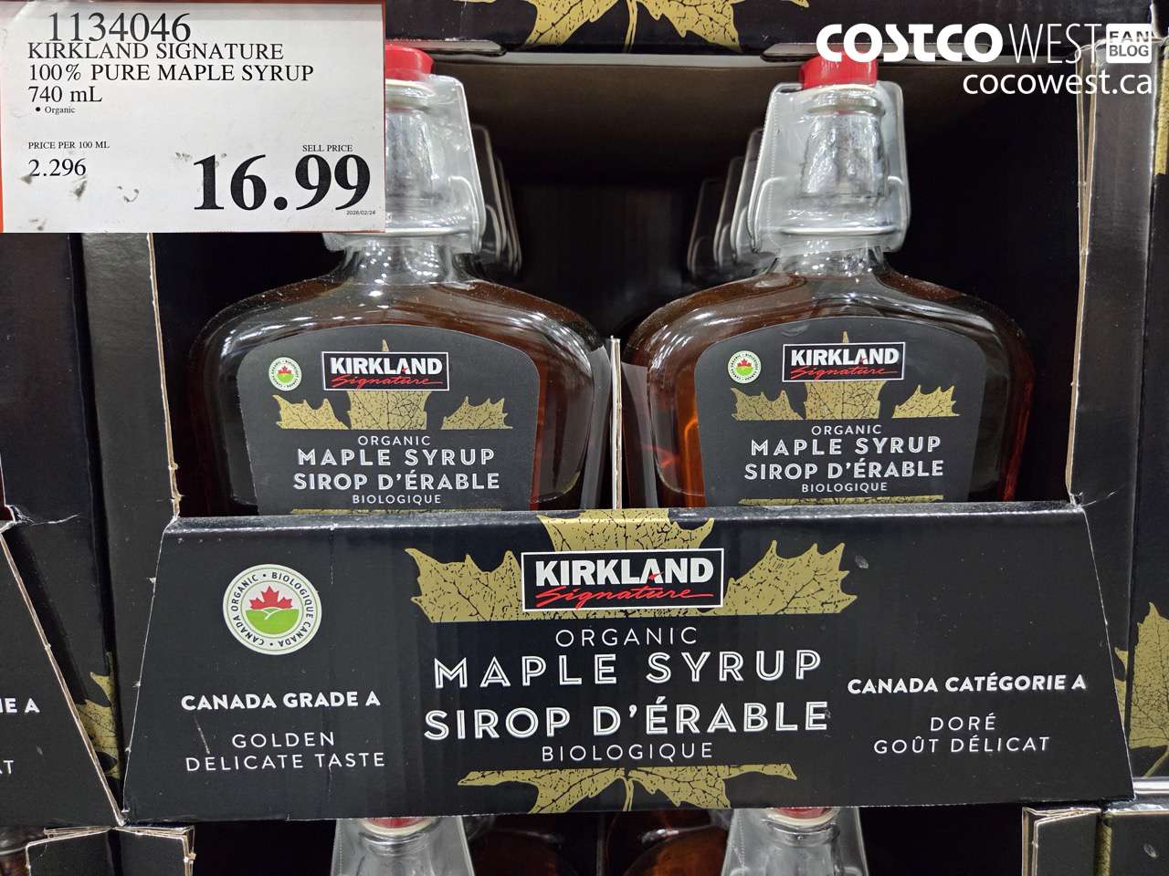1134046 KIRKLAND SIGNATURE 100% PURE MAPLE SYRUP 740 ML $16.99