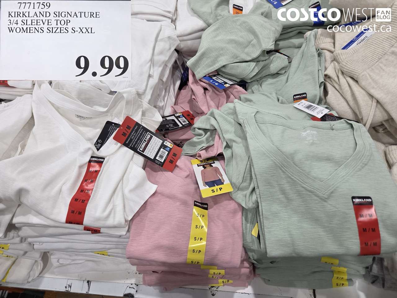 7771759 KIRKLAND SIGNATURE 3/4 SLEEVE TOP WOMENS SIZES S-XXL $9.99