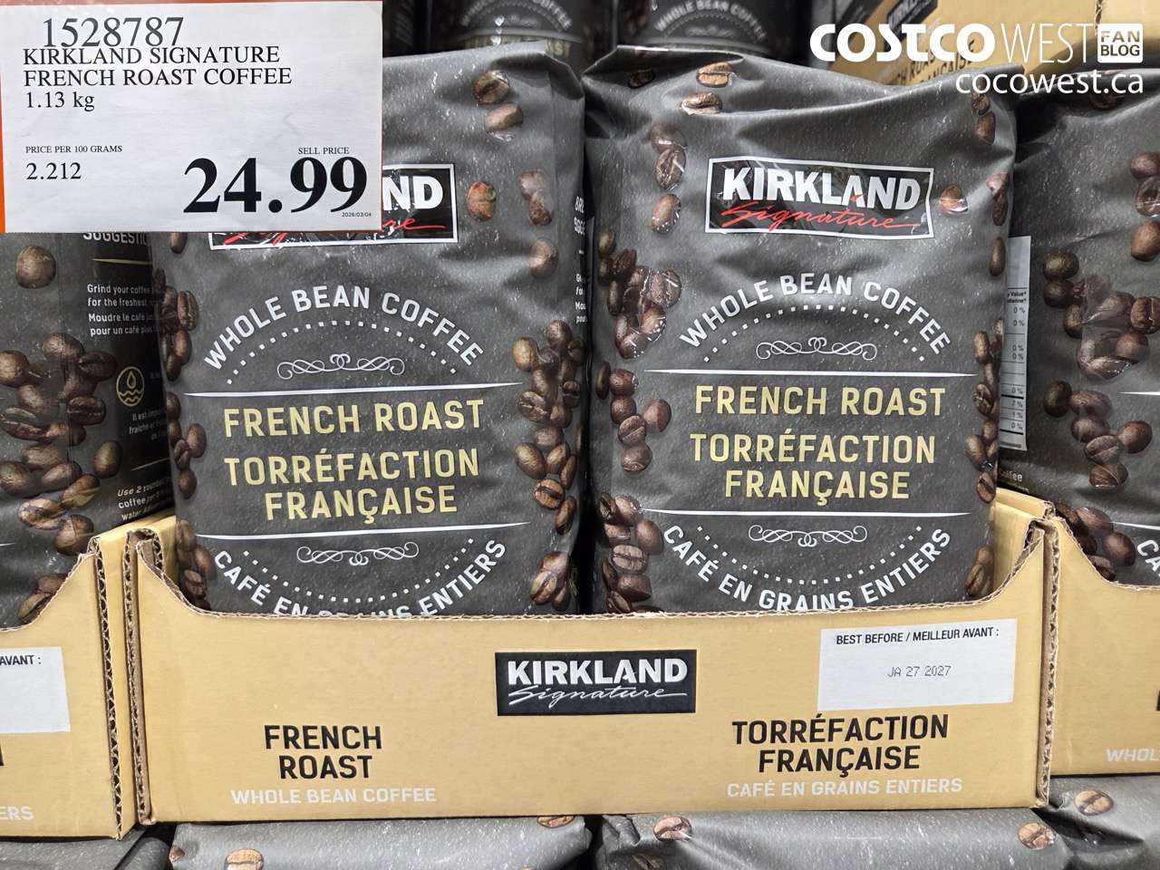 1528787 KIRKLAND SIGNATURE FRENCH ROAST COFFEE 1.13 KG $24.99