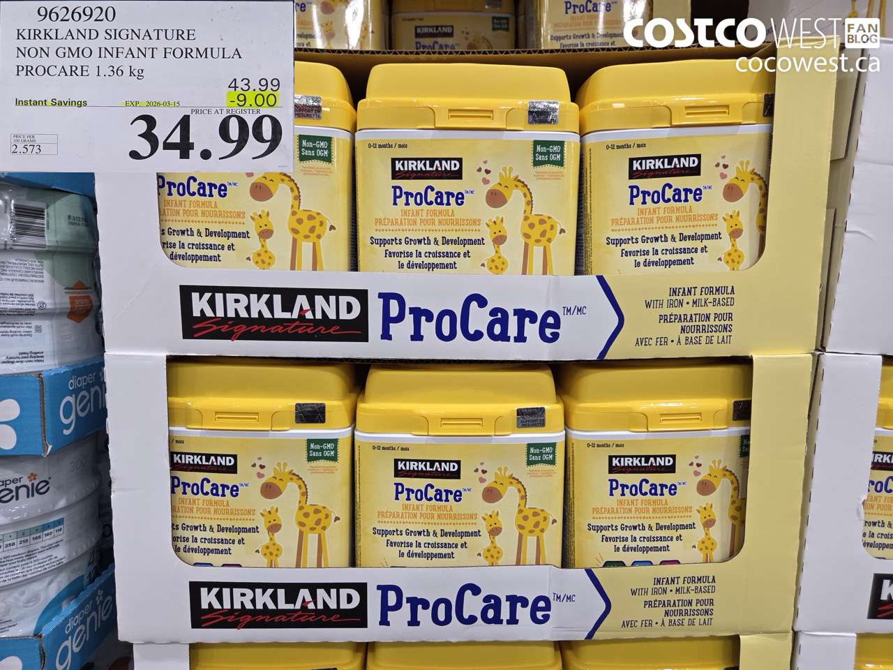 9626920 KIRKLAND SIGNATURE NON GMO INFANT FORMULA PROCARE ($9.00 INSTANT SAVINGS EXPIRES ON 2026-03-15) $34.99