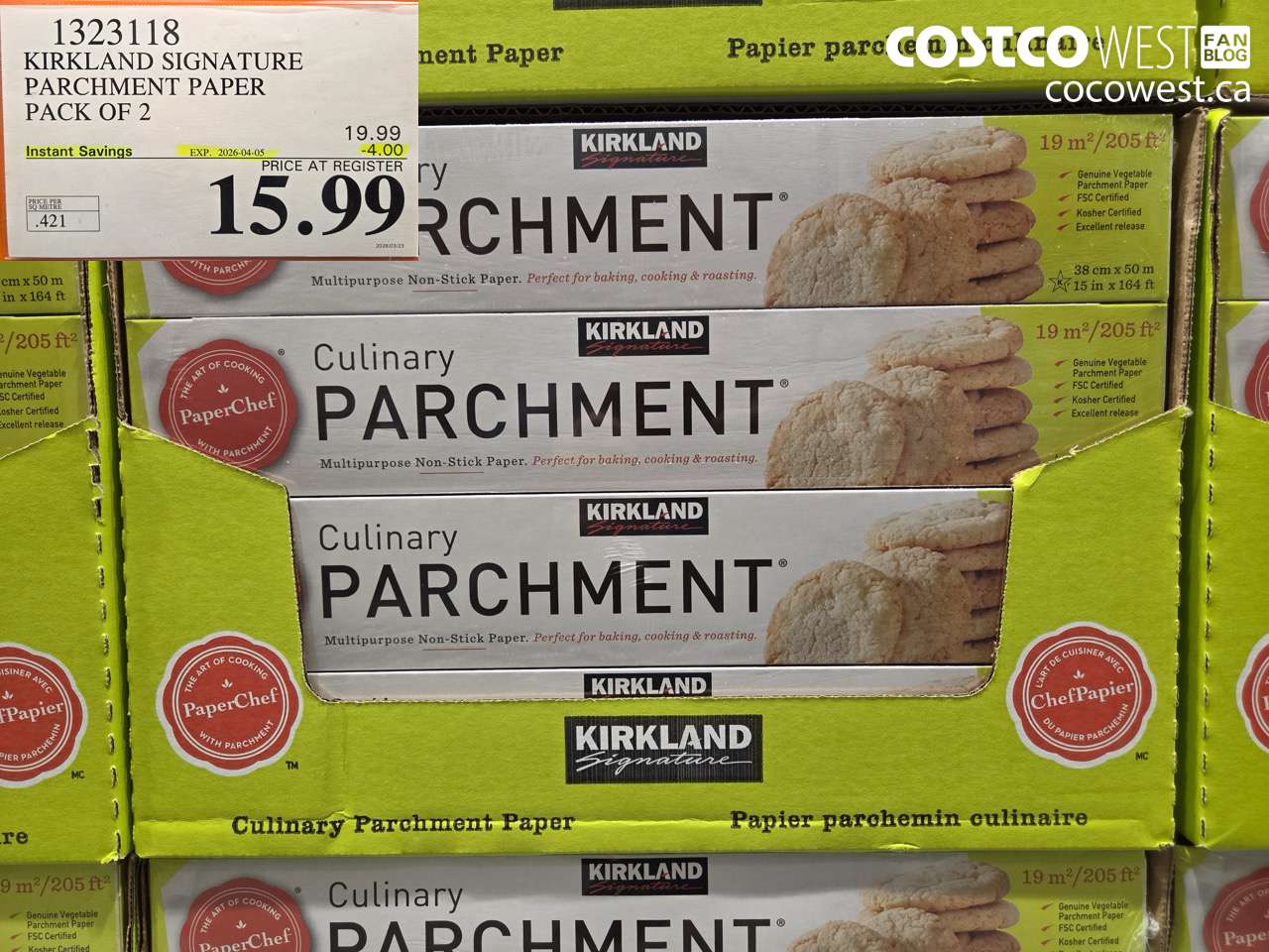 1323118 KIRKLAND SIGNATURE PARCHMENT PAPER PACK OF 2 ($4.00 INSTANT SAVINGS EXPIRES ON 2026-04-05) $15.99
