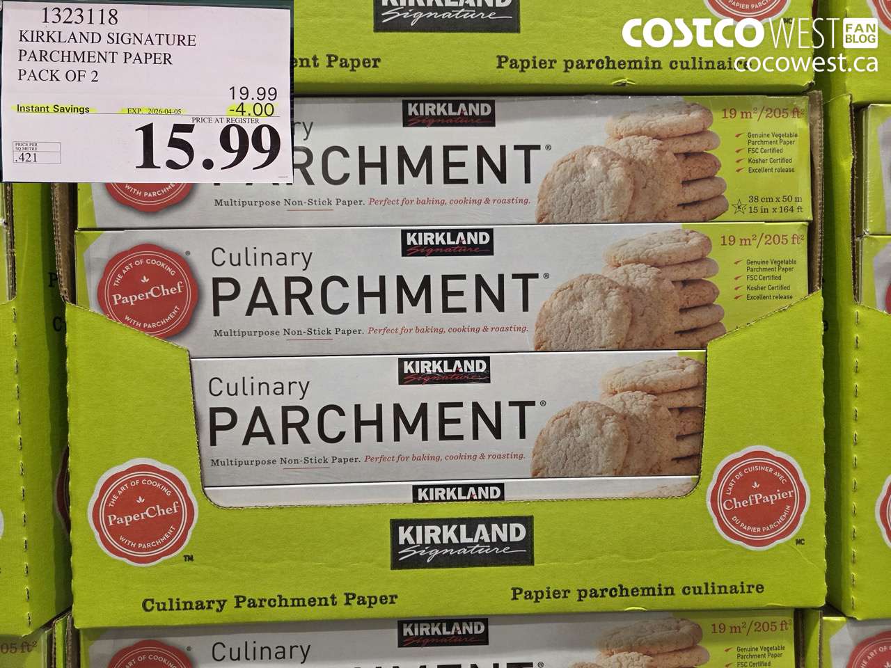 1323118 KIRKLAND SIGNATURE PARCHMENT PAPER PACK OF 2 ($4.00 INSTANT SAVINGS EXPIRES ON 2026-04-05) $15.99