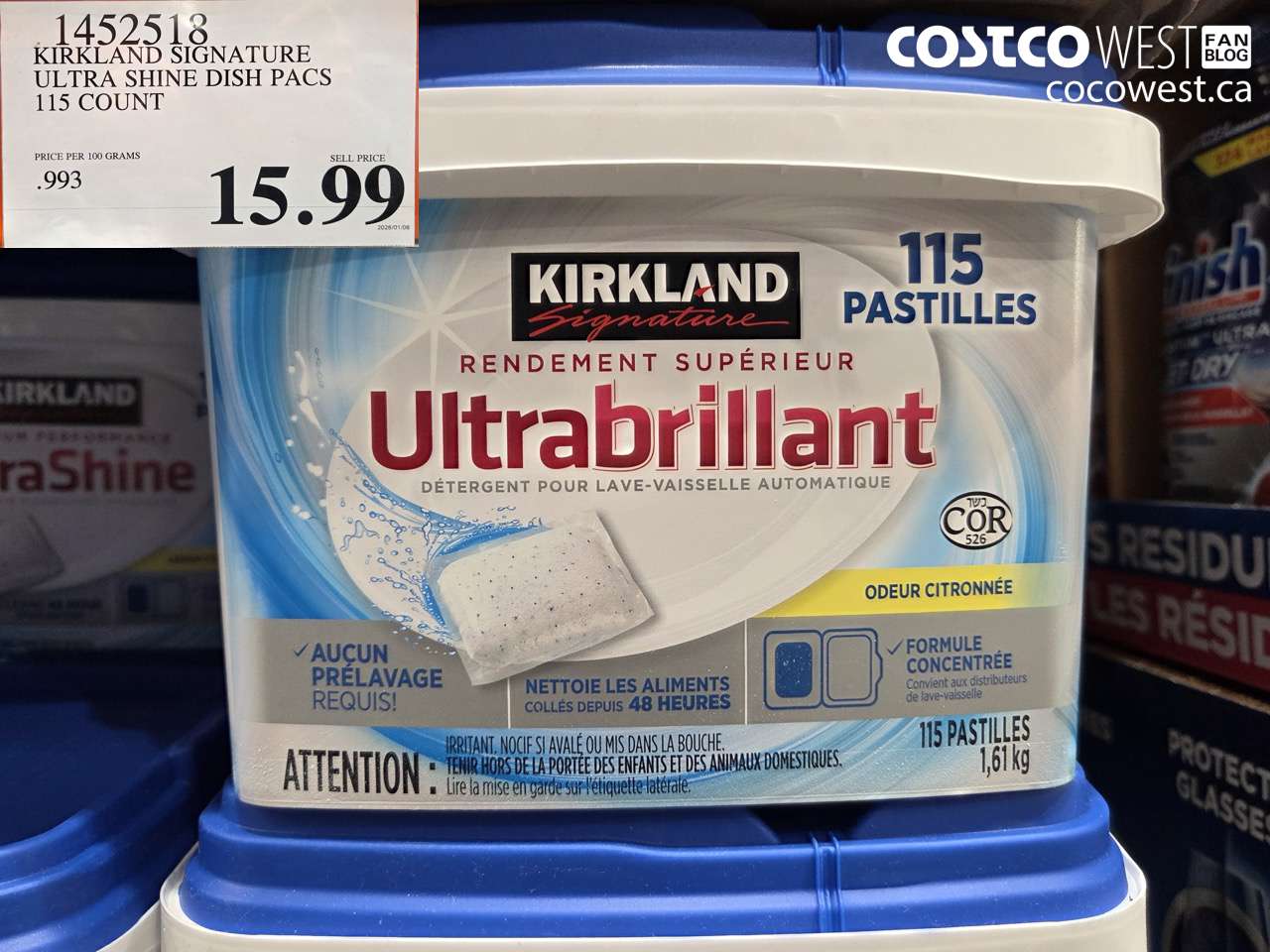 14525118 KIRKLAND SIGNATURE ULTRA SHINE DISH PACS 115 COUNT $15.99