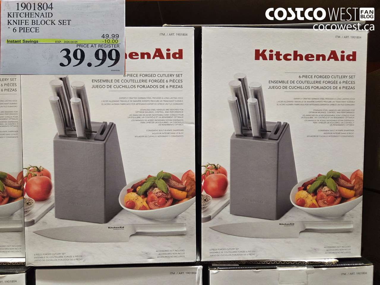 1901804 KITCHENAID KNIFE BLOCK SET 6 PIECE ($10.00 INSTANT SAVINGS EXPIRES ON 2026-04-05) $39.99