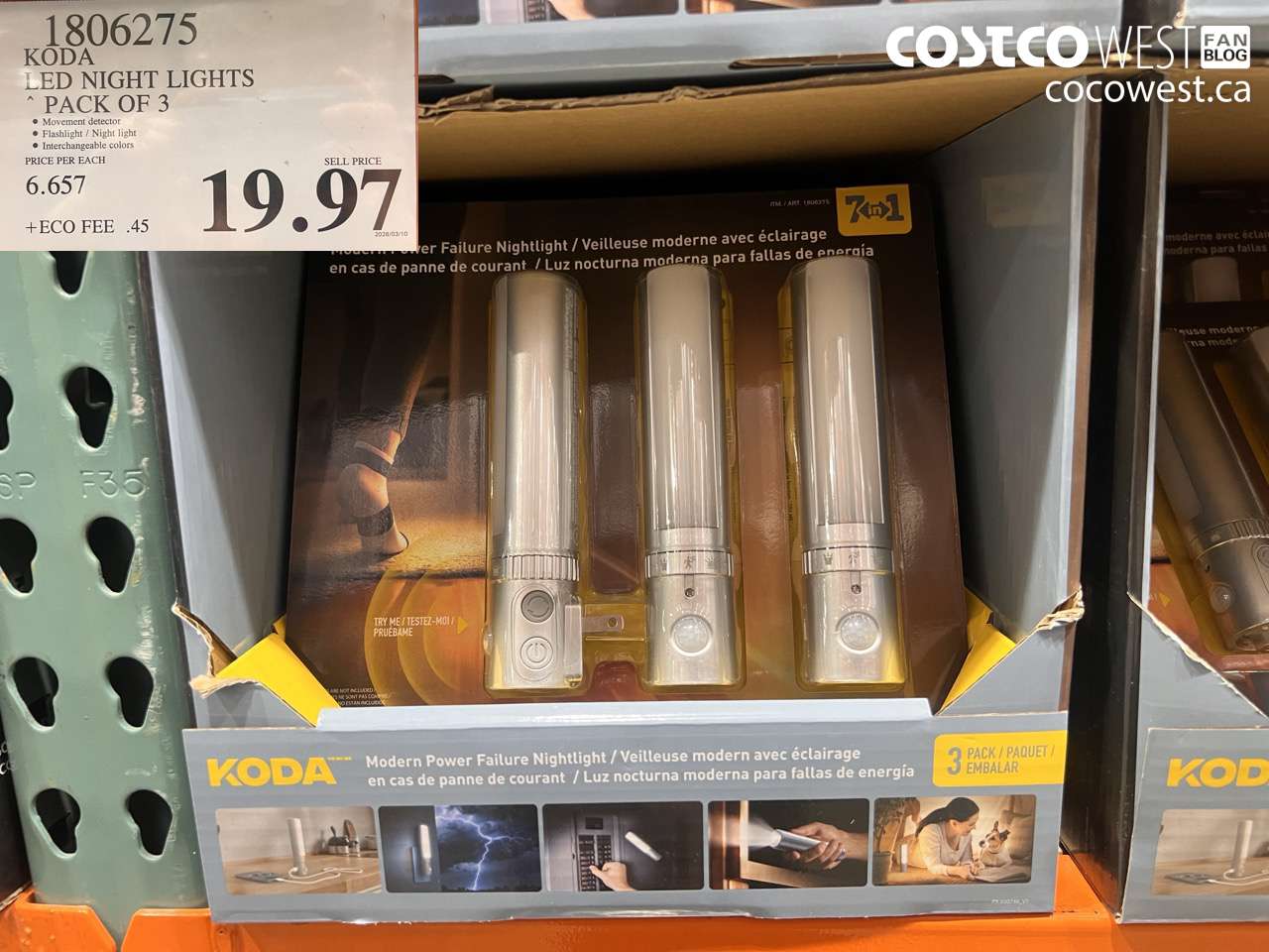 1806275 KODA LED NIGHT LIGHTS PACK OF 3 $19.97